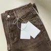 Jeans droits décontractés pour femmes, couleur marron, à la mode, tailles 24-30, 26517