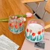 Wijnglazen Ins Koreaanse Glazen Beker Girly Hart Tulp Koffie Melk Sap Thee Kopjes Transparante Bier Tumbler Eenvoudige Desktop Decor Mok