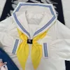 Basic JK Blau Drei-Linien Weiße Matrosenanzüge Japanische Schuluniformen für Mädchen Sets Faltenrock Fuku Anime Cos Kostüme Frauen K3JV #