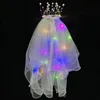 Ljus upp slöja för brud LED Bridal Veil med kronor Elegant och Pretty Wedding Party Hair Accores för kvinnor 2023 NY 97ZM#