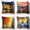 Pillow Art Mountain Path Hot Air Balloon Painting case Sofa Chair Car cushion cover Room Home decoration Embrace case Y240401