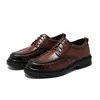 Casual Shoes äkta läderbrun Oxford Lace-up tjocksulad brittisk stil högkvalitativ bröllop