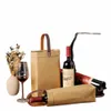 Quadratische Form Rotwein Handtasche Hohe Qualität Wed Kraftpapier mit Griff Champagner Sekt Handtasche Universal Wein Tasche w0Ah #