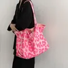 Koreansk chic stor casual tygväska leopard axelväska damer canvas väska ny 2023 shop bolsa mujer a9hv#