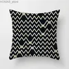 Pillow 45x45cm new geometric black and white peach skin case sofa office seat cushion cover creative decoration home Y240401