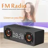 Table Clocks Wooden Wireless Bluetooth Subwoofer Speaker Home Theater With LED Digital Alarm Clock FM Radio Audio Support TF Card/AUX Music