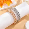 Trendy and cool double-row diamond inlaid Cuban bracelet for men and womens hip-hop ins minority design light luxury couple DFSI