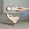 Casual Schuhe Frühling Und Herbst 2024 Tiefe Mund Süße Bogen Knoten frauen Strap Ferse Mode Temperament Mary Jane Platz runde Kappe