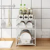 Kitchen Storage AOLIVIYA Tiered Rack Double-layer Cabinet Dishes Tableware Organizer Sink Plate Drain Countertop Spice