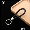 Porte-clés Longes Pu Leaer Tressé Tissé Corde Chaîne DIY Sac Pendentif Titulaire De Voiture Trinket Anneau Pour Hommes Femmes En Gros L230314 Drop D Dhl8E