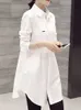 プラスサイズ新しい韓国のFiブラウス格子縞の尻buttソリッドミディ秋のシャツ女性オールマッチルーズLGスリーブポロネックブラウスY5T3＃