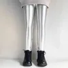 Byxor Autumn Winter Fleece Plus Girls Pants Shiny Gold Silver Long Kids Boys Warm Leggings For Children