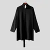 Heren Trench Coats Incerun Men Cloak Solid Color Turtleneck lange mouw Casual Streetwear Loose 2024 Open Stitch Fashion Ponchos