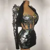 Sparkly Drag Queen Tenues Femmes Chanteur Paillettes Miroirs Dr Gogo Costume Discothèque Dj Ds Pole Dance Vêtements Rave Wear XS7645 t5Vt #