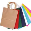 Gift Wrap High Quality Kraft Paper Packing Bag With Handles Festival For Wedding Candy Colors Bags Shopping SN3395