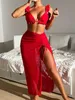 Damskie stroje kąpielowe Nowo wydrukowane podzielone styl kąpielowy Women Women Tighting Suit Sexy Split Style Bikini Trzyczęściowy zestaw J240330