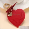 Key Rings Pu Leather Heart Keychains Cute Bag Jewelry Car Keyrings Holder For Women Lady Gift Fashion Gold Color Monments L Dhgarden Dhin8