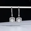 Boucles d'oreilles de luxe Mode S925 Sterling Argent VVS1 D Couleur 1 Carat Moissanite Diamant Sac Carré Crochet D'oreille Pour Les Femmes Fête De Mariage