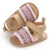 Sandales Été bébé fille mignon fleur imprimé sandale brodée à semelles souples chaussures plates confortables 0-18 mois bébé chaussures de marche 240329