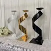 Party Decoration Black Centerpiece White Electroplate S Ribbon Shape Gold Metal Vase Flower Stand Holders Chandelier For Reception Dro Dhpij