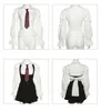 college Style Preppy Style American Spicy Girls JK Uniform Dr Suit Black Summer Slim Uniform Set White Shirt Bishop Sleeve P9ol#