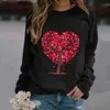 Sudadera con capucha y cuello redondo 3d para mujer, ropa de árbol de amor rojo, pelo liso, Día de San Valentín, D4xp