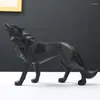 Decoratieve beeldjes abstracte totem wolf hond ornamenten standbeeld geometrische hars ornament decoratie accessoires geschenken