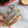 2024 Titanium Bangle Steel 3 Row Full Diamond Bracelet Fashion Women Men Chirstmas Bangle Bracelets Distance Jewelry Gift with velvet bag 20 color size q11