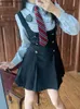 اليابانية kawaii jk مدرسة موحدة الصيف لطيف القميص النحيف مجموعات موحد الصلبة graduati الفتيات cosplay skirt costume x1dq#