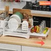 Kitchen Storage Expandable Dish Drainer Rack Countertop For Cups Plates Wine Glasses Cutting Board Racks