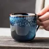 Muggar kreativitet keramisk mugg retro stil blå kaffekopp enkel hem 350 ml kawaii tumbler koppar i bulk söt te