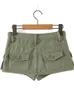 Damen -Shorts Frauen Mode mit Taschen Armee grüne Front Reißverschluss Cargo Miniröcke Vintage mittlere Taille weibliche Chic Lady