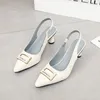 Scarpe eleganti in metallo con fibbia quadrata a punta Tacchi alti Donna 2024 Autunno Pendolari Lavoro sul posto di lavoro Tacco fine Taglia unica43