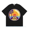 Luxuriöses Herren-T-Shirt von Rhude, Designer-Damen, Mann, Marke, Designs, Streetwear, Schwarz, O-Ausschnitt, Weiß, Creme, Strandurlaub, trendiges T-Shirt-Outfit, Rhud-T-Shirts, Grafik-T-Shirts für Männer