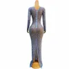 Sexy Bühne Bling Sier Rhinestes Geburtstag Feiern Blau Dr Dance Stretch Kristalle Outfit Prom Sänger Dance Collectis d7B9 #