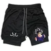 Running GYM Anime Shorts Men Fitness Training 2 in 1 Compression Quick Dry Workout Jogging Double Deck Summer 240323