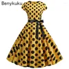 Sukienki imprezowe Polka Dot Pin Up 50s Vintage Letnia sukienka 2024 Kobiet szata Młówer A linia Rockabilly Swing Sundress Womans Ubranie