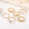 Küme halkaları moda metal kristal parmak yüzüğü seti vintage altın renkli yılan geometrik daire mafsal bohemya trend takı hediyeleri