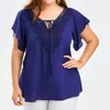 Plus Size Women Blus V Neck Flare ärmar Casual Top Lady Dres för kvinnor plus storlek Kvinnor Kläder stor storlek 4xl 5xl 56bs#