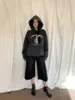 Kadınlar Kot Reddacic Harajuku Grayu Bol Jorts Kadınlar için Düşük Bel Geniş Fırçalı Siyah Kırpılmış Kot Kısa Pantolon Y2K Street Giyim