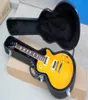 Guitarra elétrica amarela personalizada de fábrica com capa rígida preta, folheado de bordo, hardware cromado, pode ser personalizado 4238857
