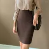 Gonne Donna Elegante Slim Matita Vita alta Gonna da donna Solid Office Aderente aderente