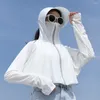 Racing Jackets Women Sun-Protective Outdoor Sports Coats Sunscreen Hat Ice Silk Sun Protection Clothing Anti UV Windbreaker With Pockets