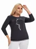 Lih Hua Women's Plus Size Spring Spring Chic Pullover for Chubby Women's Cott Fi Pullover A8BD#