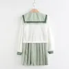 Nieuwe Zomer Korte/Lg Mouw Uniformen Japanse School Meisje Uniform Vrouwen Meisjes Matcha Groen Matrozenpakje Plooirok Sets 1496 #