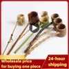 Tea Scoops Sauna Bamboo Root Long Handle Handmade Retro For Room Household Kitchen Tool Wooden Scoop