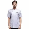 Costume de cuisine pour hommes de haute qualité Été Profial Chef Cook Uniforme Restauration Hôtel Chef Veste Café Boulangerie Serveur Salopette P8ca #