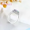 Anéis de cluster elegante na moda anel de luxo 925 prata esterlina roxo zircônia cúbica mulheres aniversário festa de casamento jóias presente da menina
