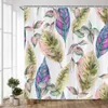 Shower Curtains Colorful Nature Plants Leaves Curtain Set Watercolor Verry Pattern On Green Background Art Home Bathroom Decor