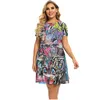 NOWOŚĆ FI CUTE Kawaii Dres Women Graffiti Print Hip Hop krótki rękaw luźne mini mini Dr Plus Size Summer Odzież 6xl H43Q#